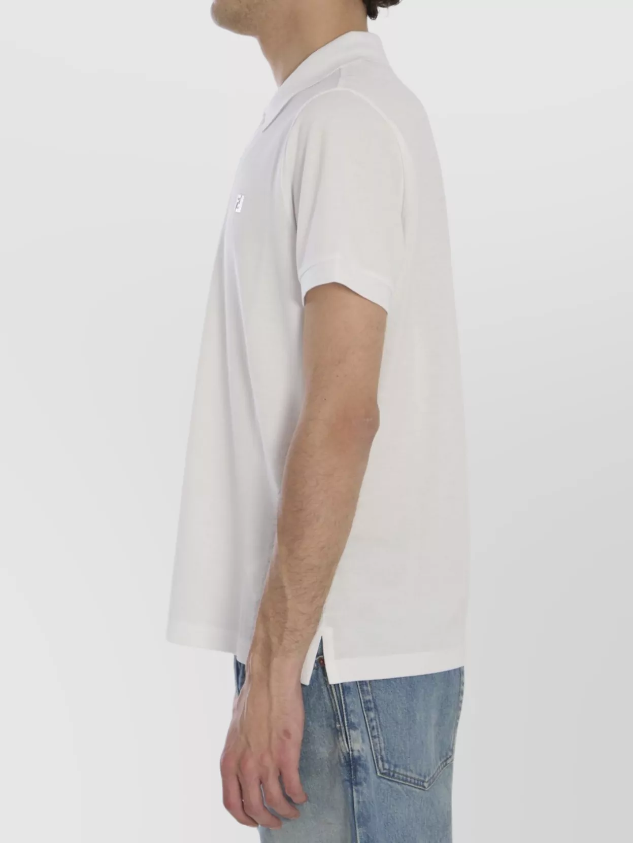 Fendi Ff Ribbed Collar Polo Shirt