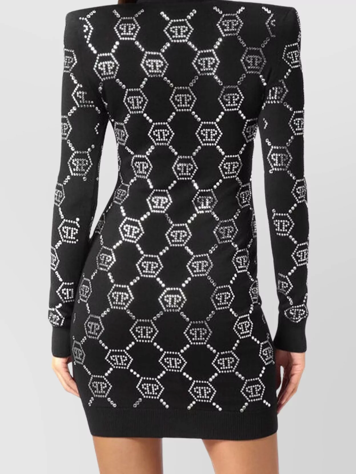 Philipp Plein Turtleneck Long Sleeves Embellished Pattern Dress