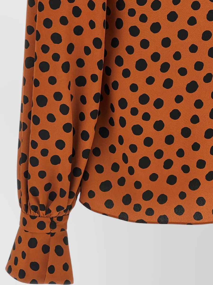 Valentino Garavani Silk Polka-Dot Long-Sleeve Blouse