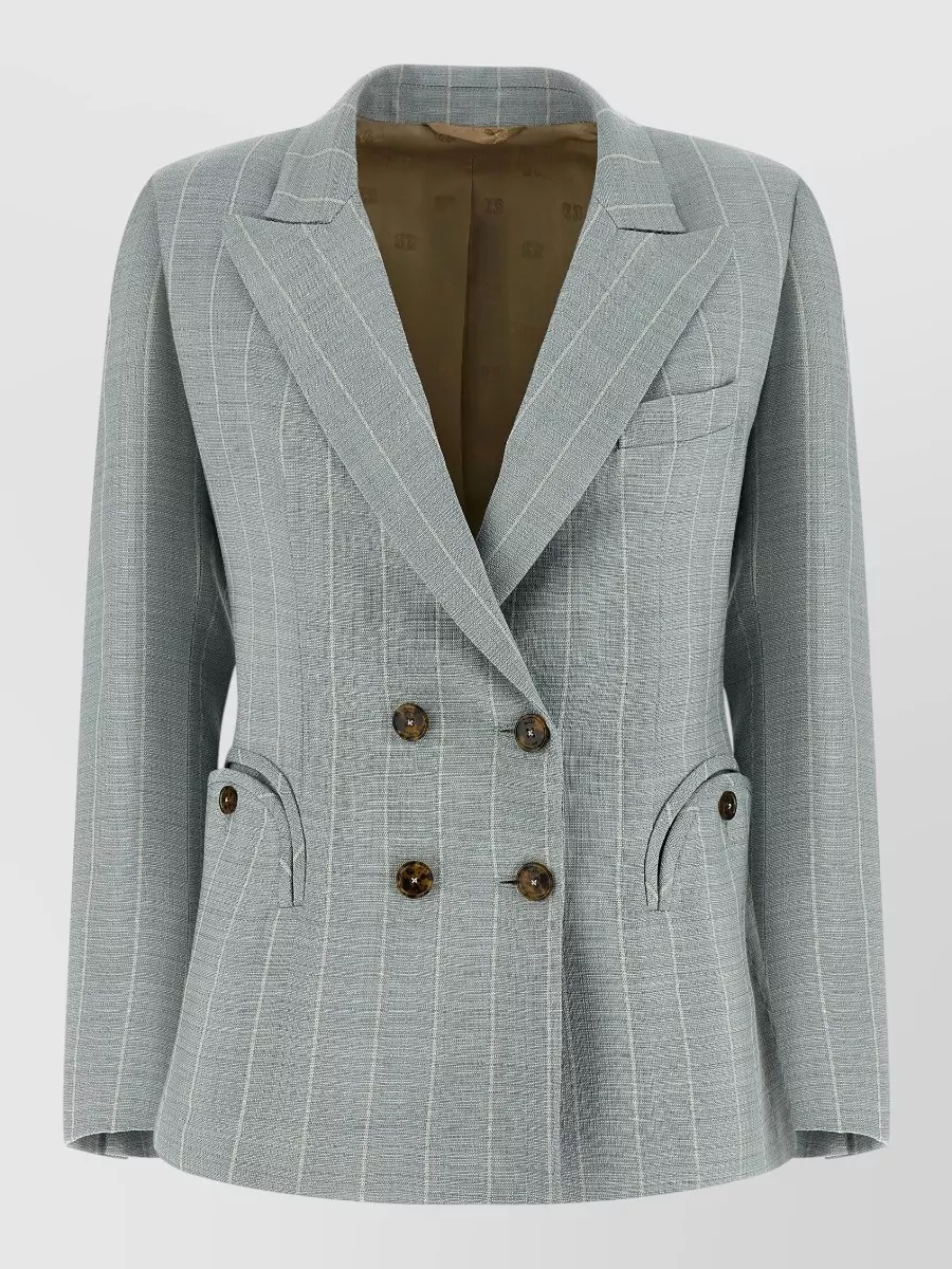 Blazé Milano Viscose Double-Breasted Striped Blazer