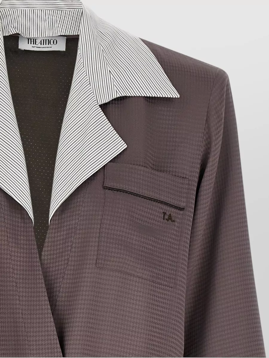 The Attico Viscose Houndstooth Belted Blazer