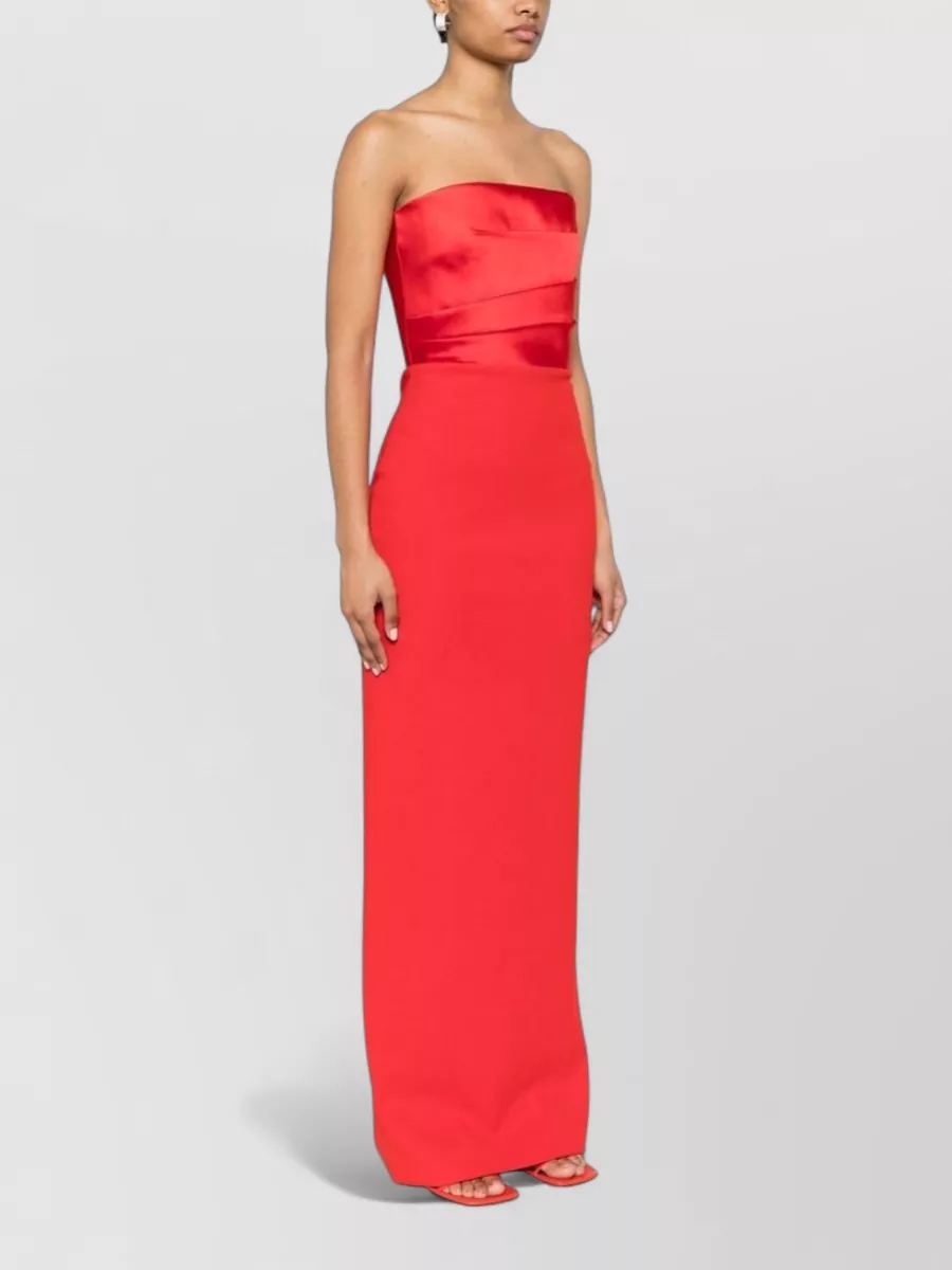 Solace London Sleeveless Straight Neck Pleated Maxi Dress
