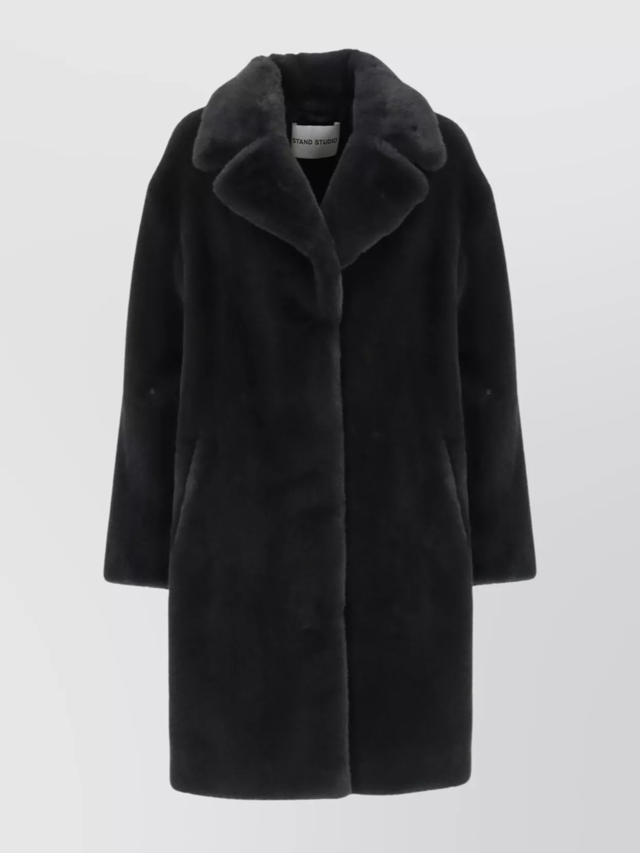 Stand Studio Long Sleeve Faux Fur Coat With Pockets