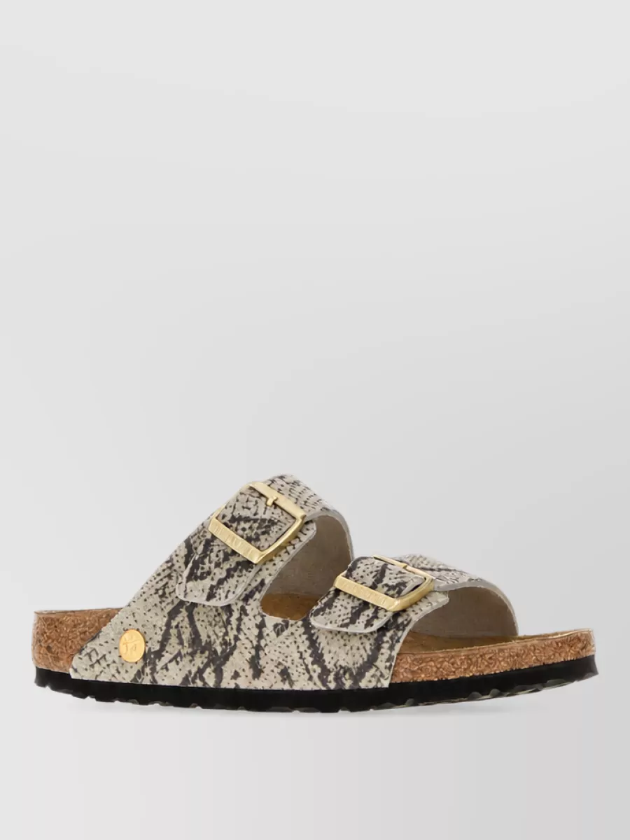 Birkenstock leather snake-print sandals