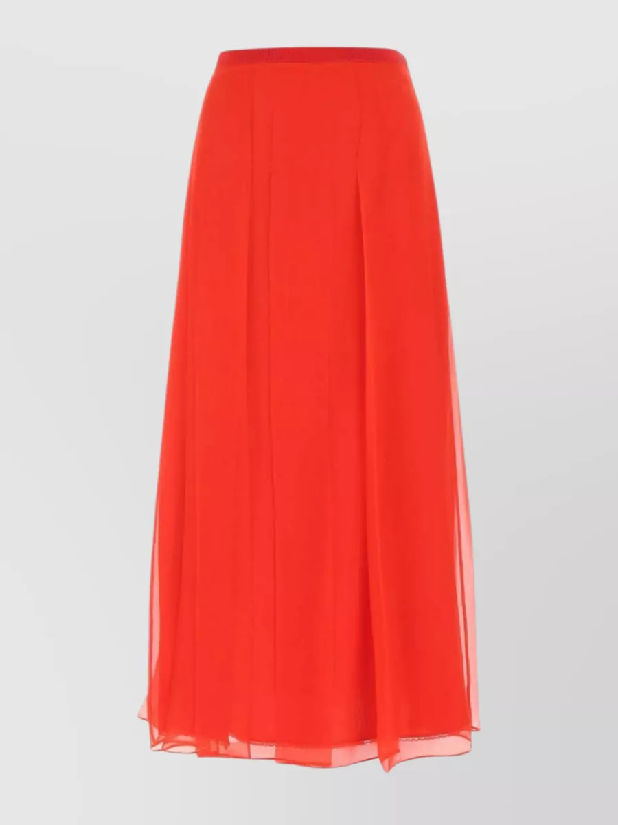 Shop Gucci Flowing Sheer Overlay Skirt In Red