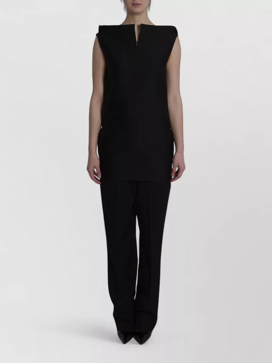 Balenciaga silk wool fitted v-neck open-back mini dress