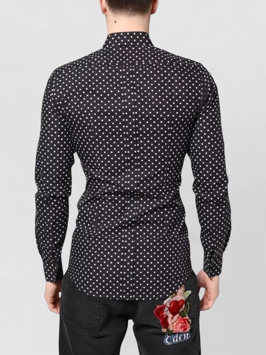 Dolce&Gabbana Silk Polka Dot Long-Sleeve Shirt