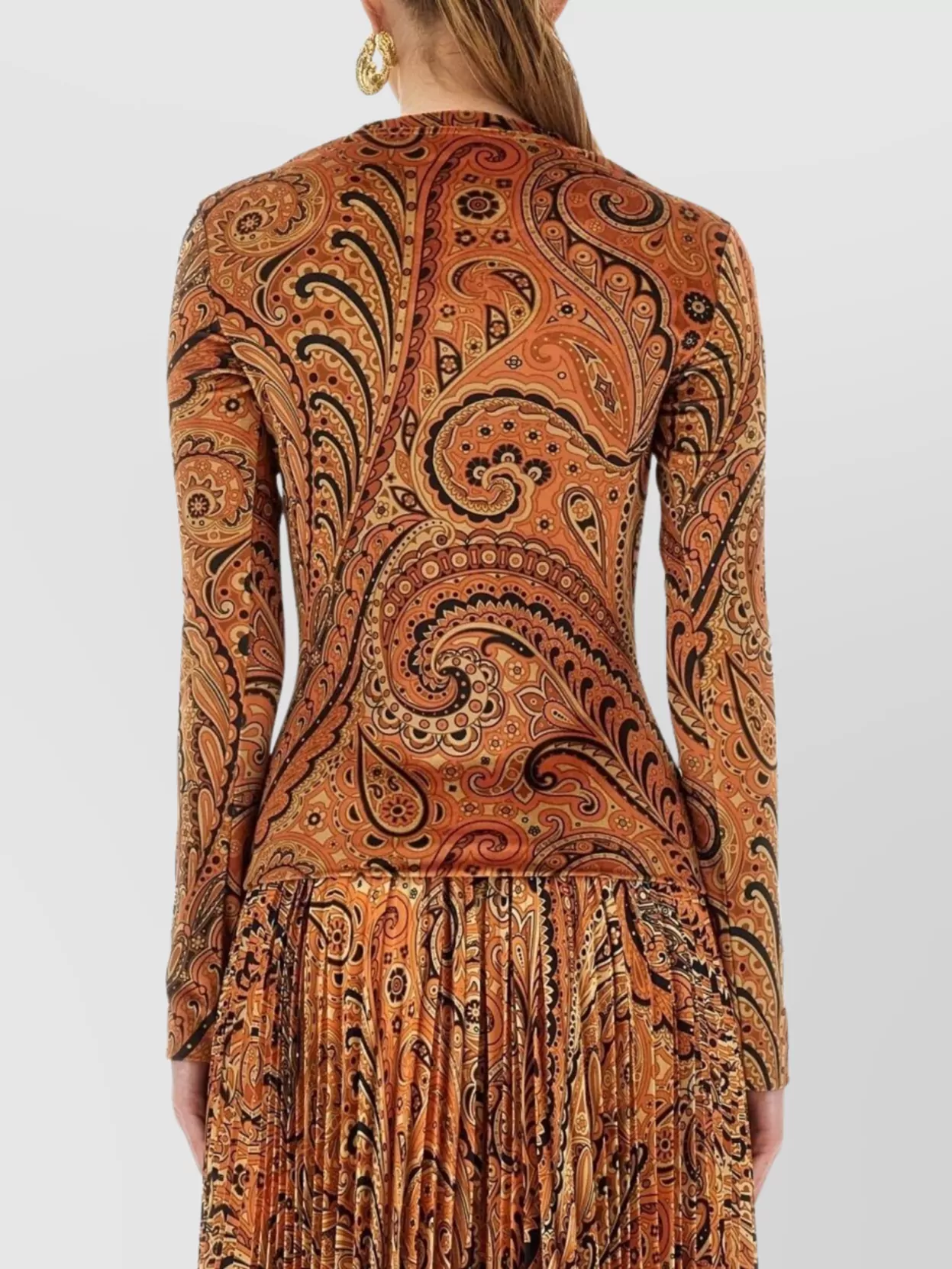 Etro Fitted Paisley Pattern Pleated Midi Top