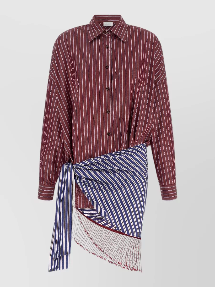 The Andamane Striped cotton patchwork mini shirt dress