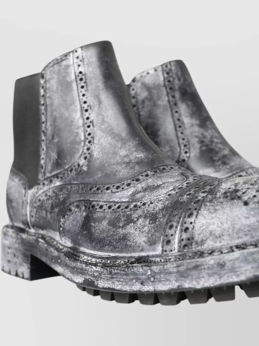Dolce&Gabbana Leather Brogue Chelsea Boots