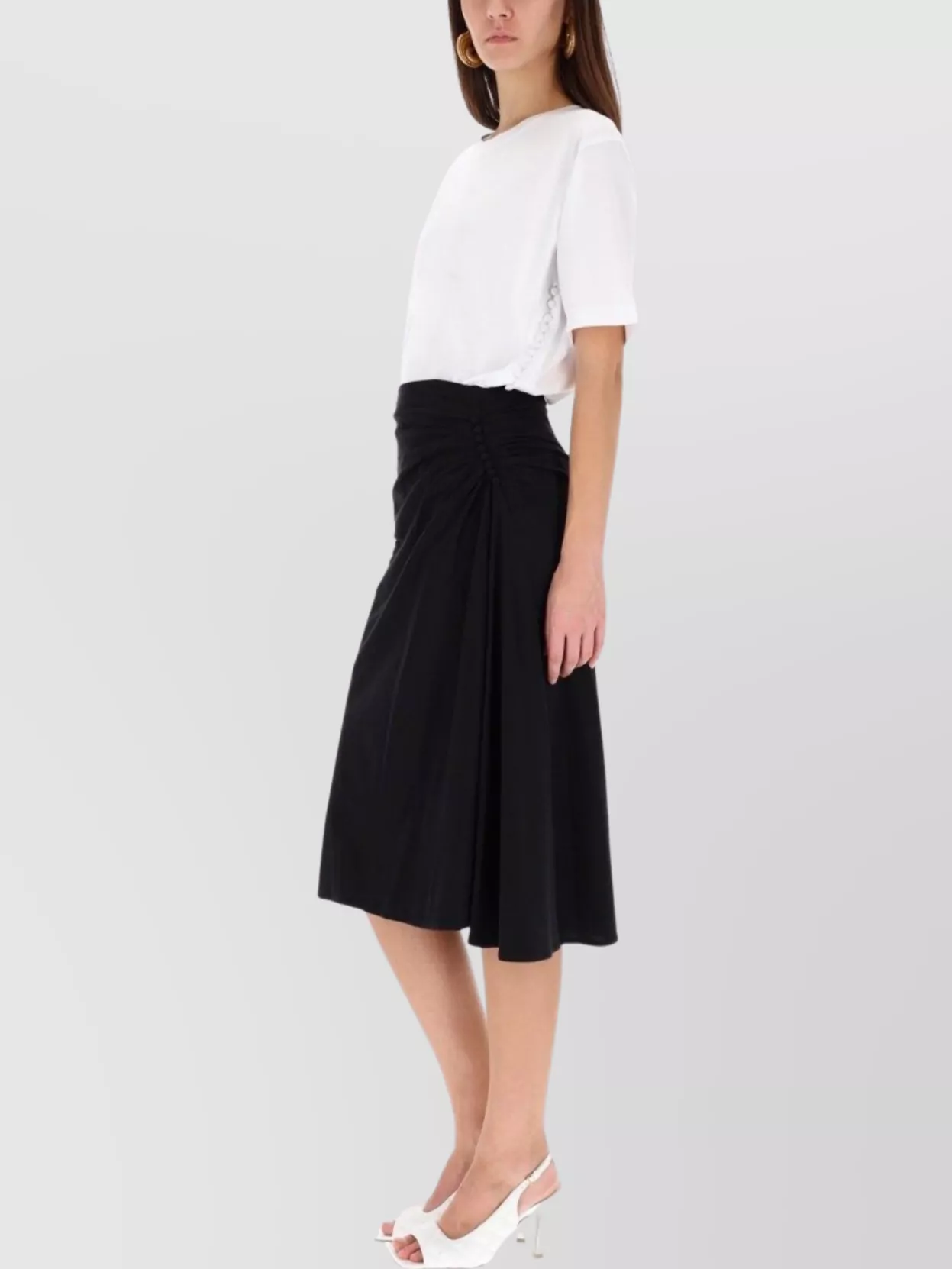 Dries Van Noten Asymmetrical Midi Skirt Side Drape In Black