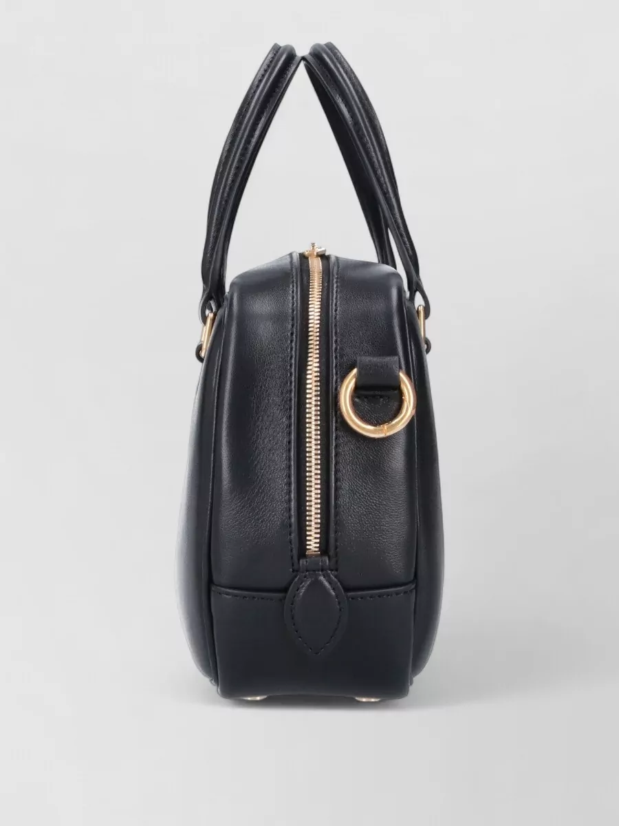 Jil Sander Black Leather Small Vision Handbag