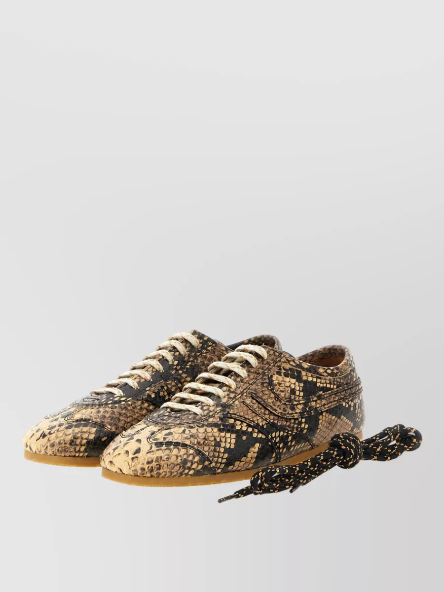 Dries Van Noten Leather Snake-Print Low-Top Sneakers