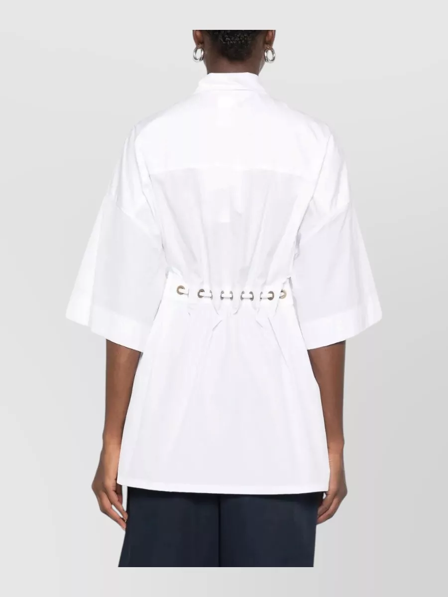 Max Mara Cotton Short-Sleeve Drawstring Shirt