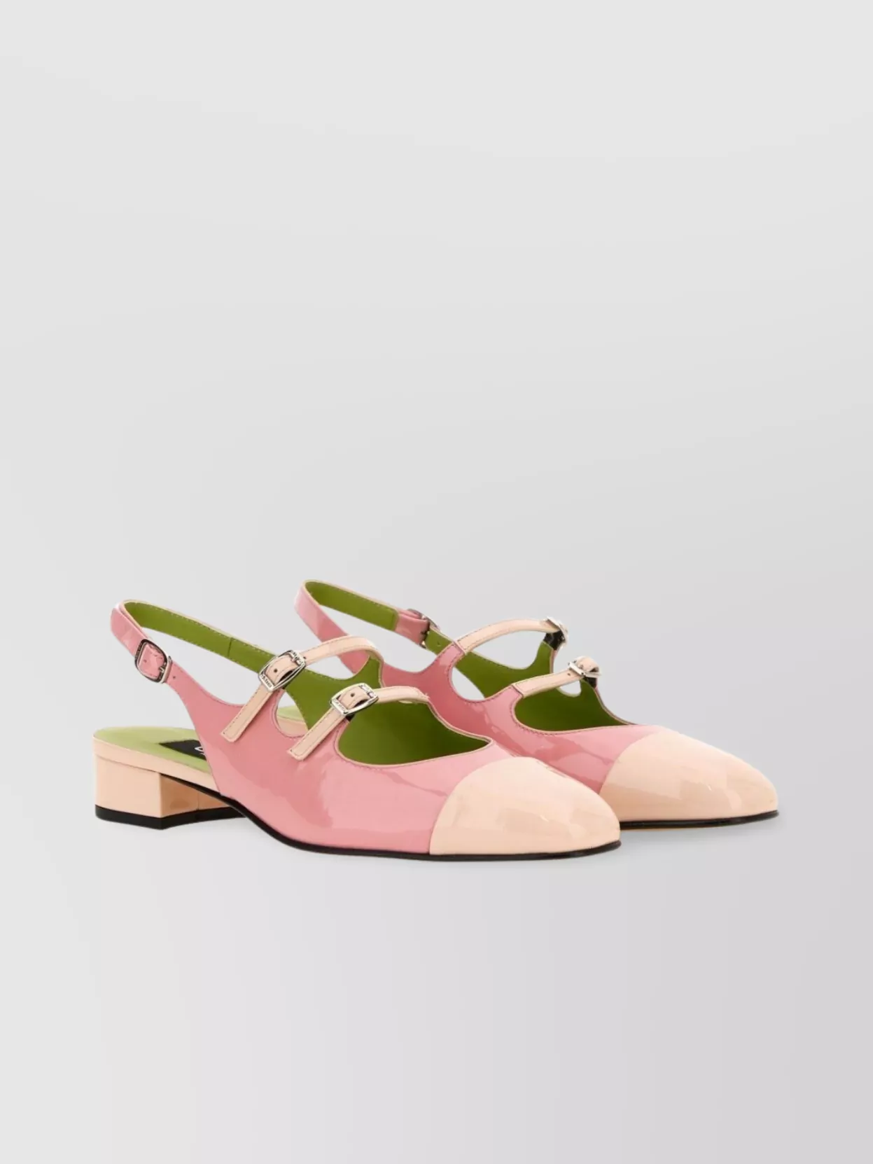 Carel Paris Block Heel Patent Slingback Pumps