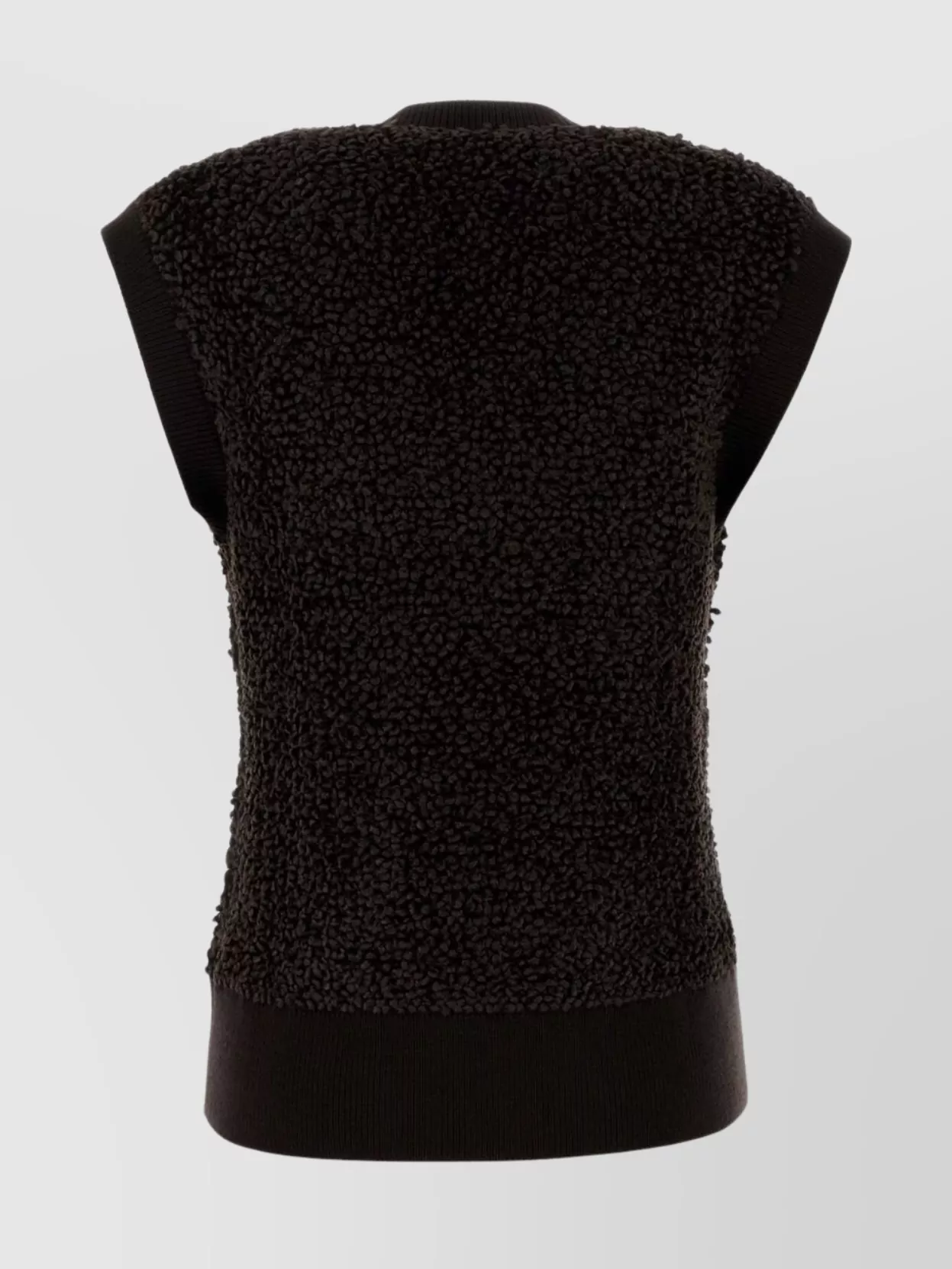 Ferragamo Textured Sleeveless Vest Ribbed Hem In Black