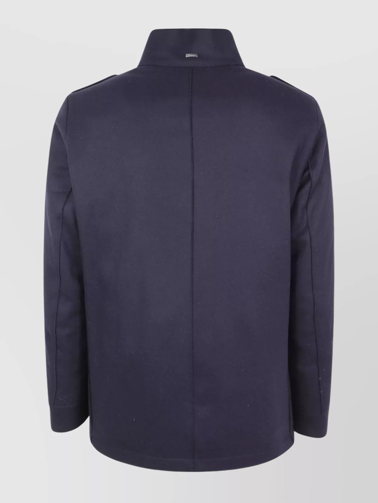 Herno Short Military Style Peacoat In Blue