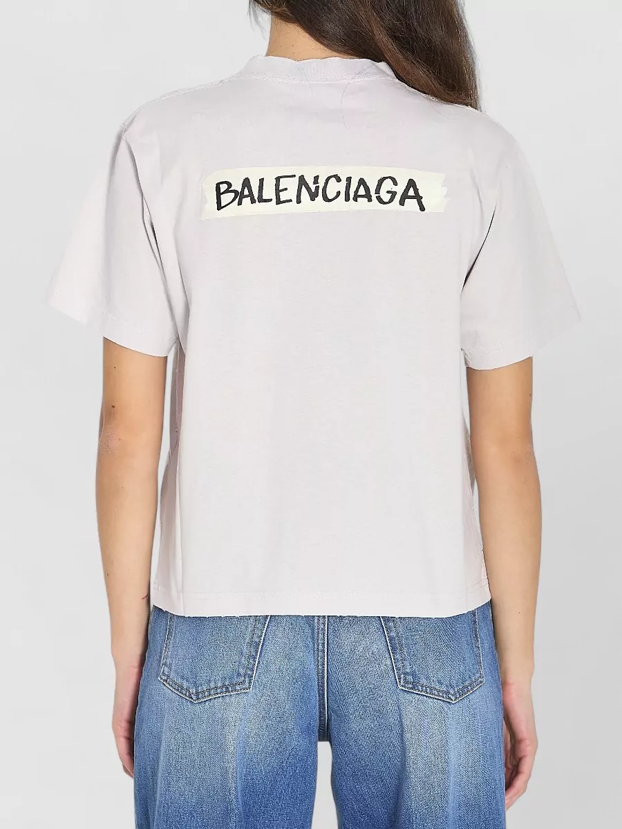 Balenciaga Crew Neck Cotton Jersey T Shirt
