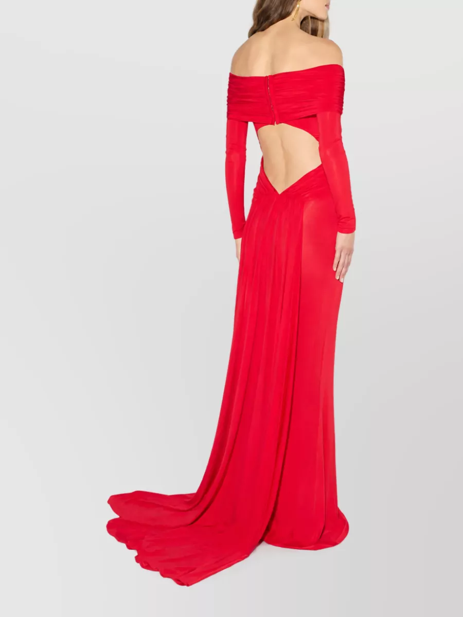 Elisabetta Franchi Draped Off-The-Shoulder Maxi Dress