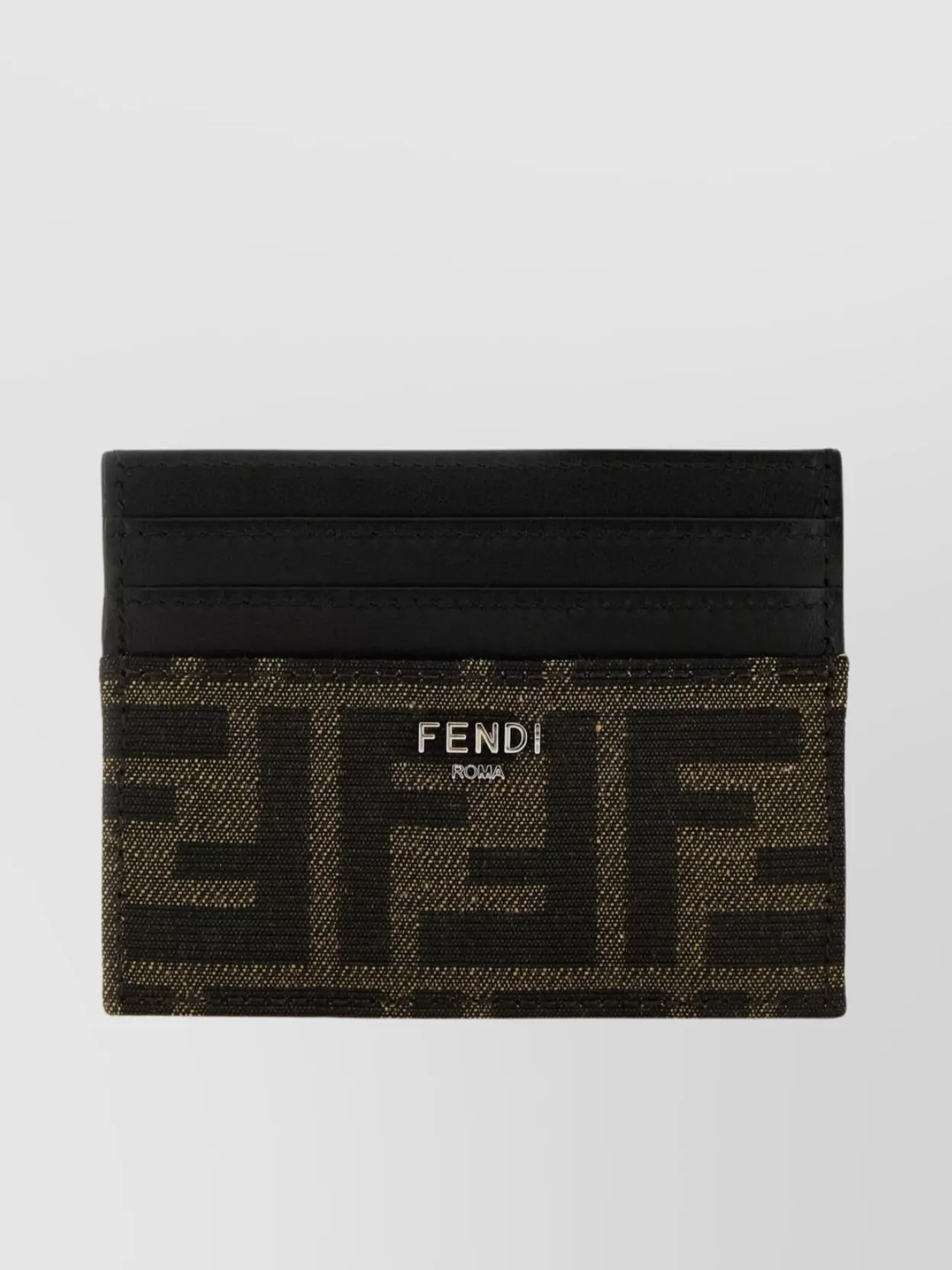 Shop Fendi Patterned Rectangular Card Holder In Black