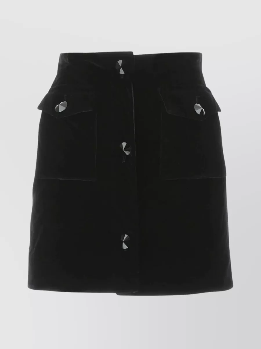 Shop Alessandra Rich High-waisted Chenille Mini Skirt In Black