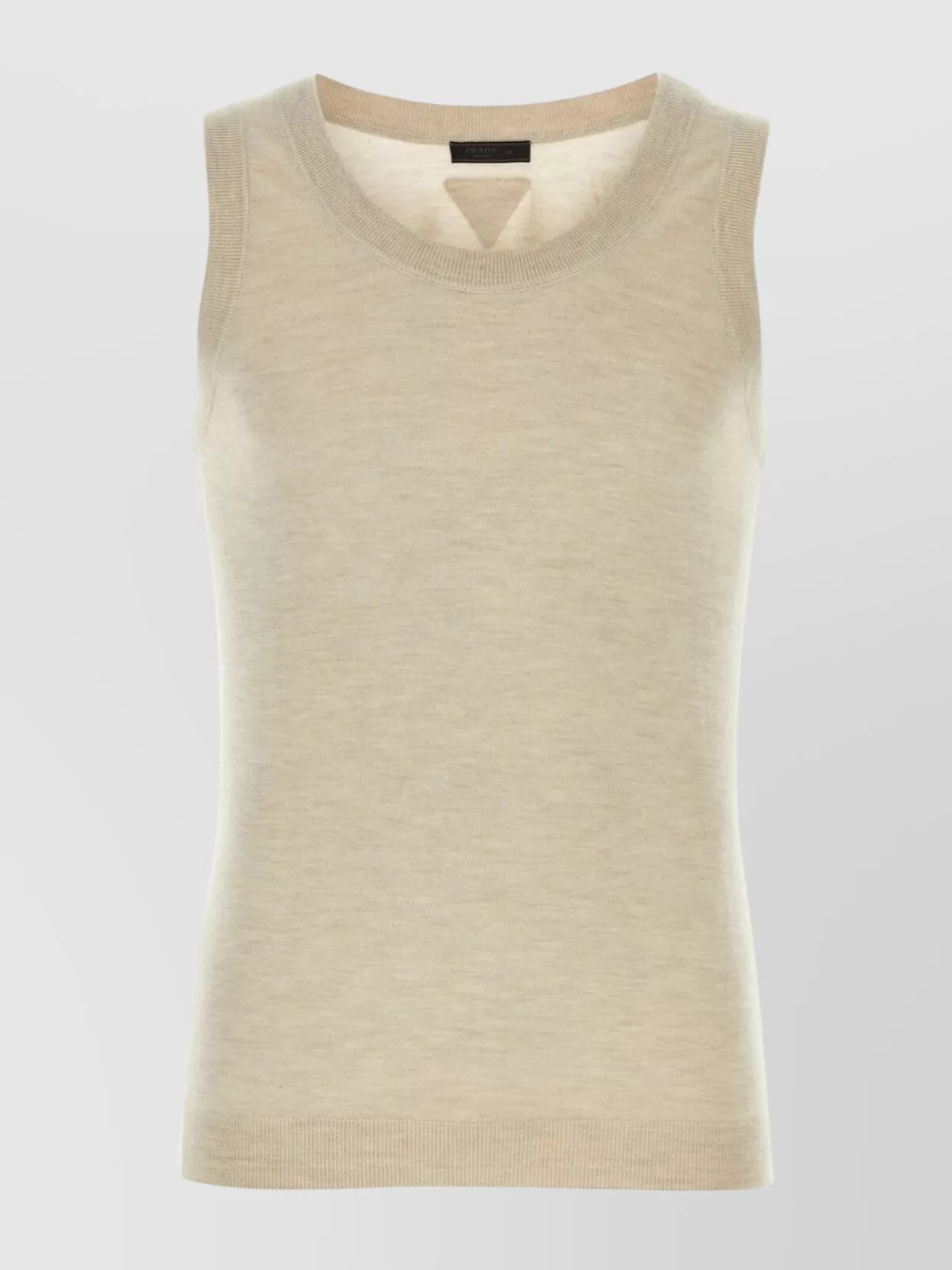 Shop Prada Knit Sleeveless Ribbed Tank Top In Cream