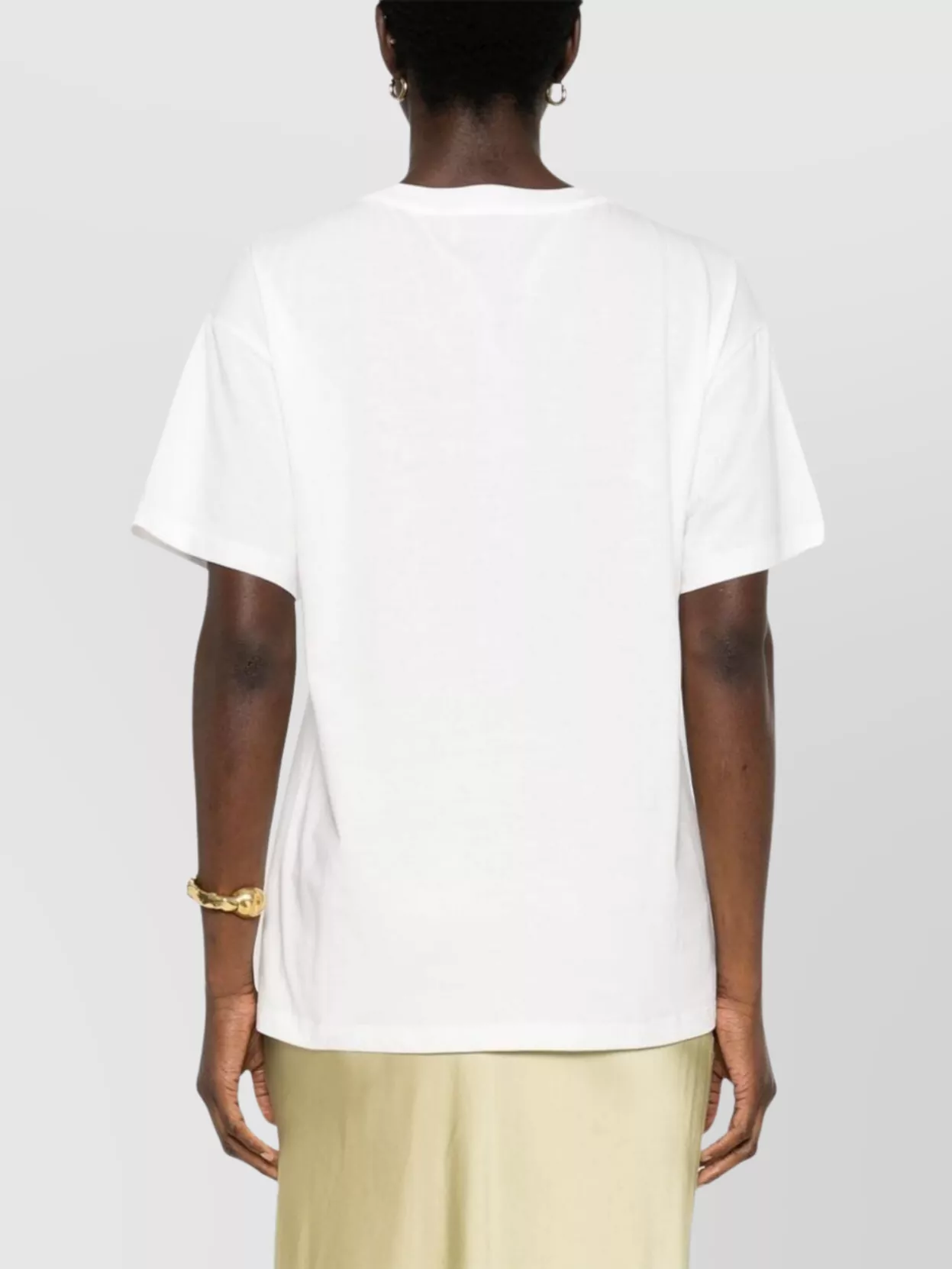 Ermanno Firenze Lace Detail Short Sleeve Round Neck Top In White