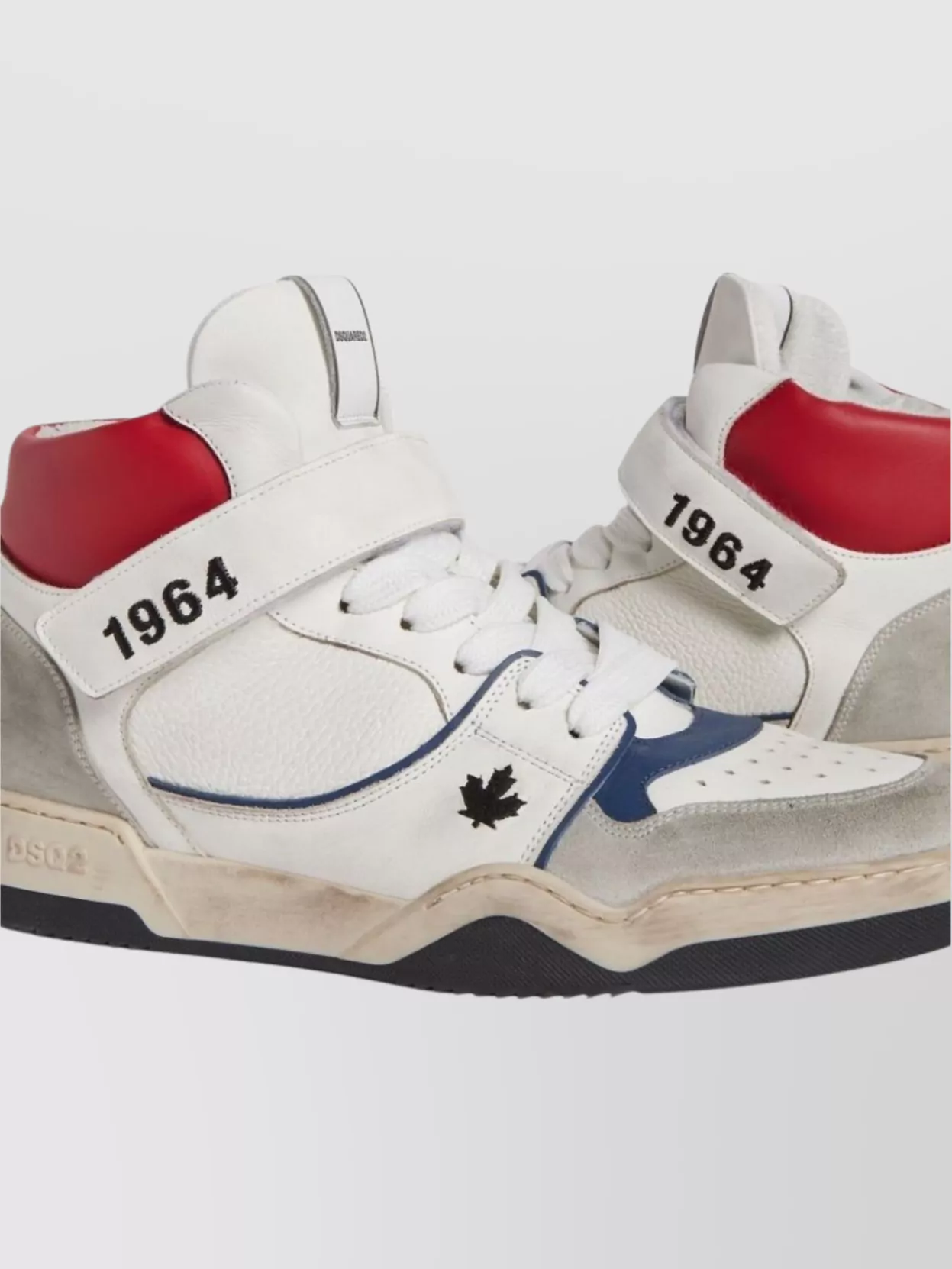DSQUARED2 DISTRESSED HIGH-TOP SNEAKERS WITH PANELLED DESIGN