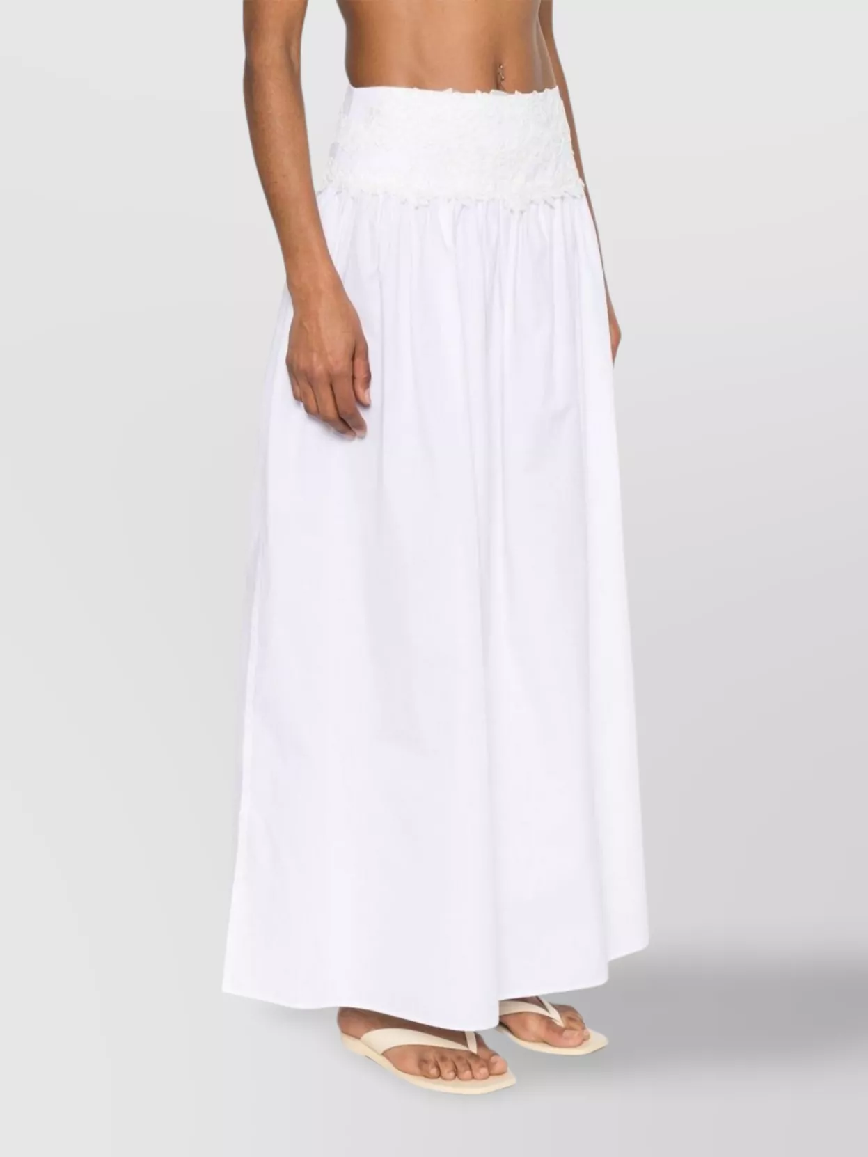 Ermanno Scervino Cotton Long Skirt Embroidered Waistband