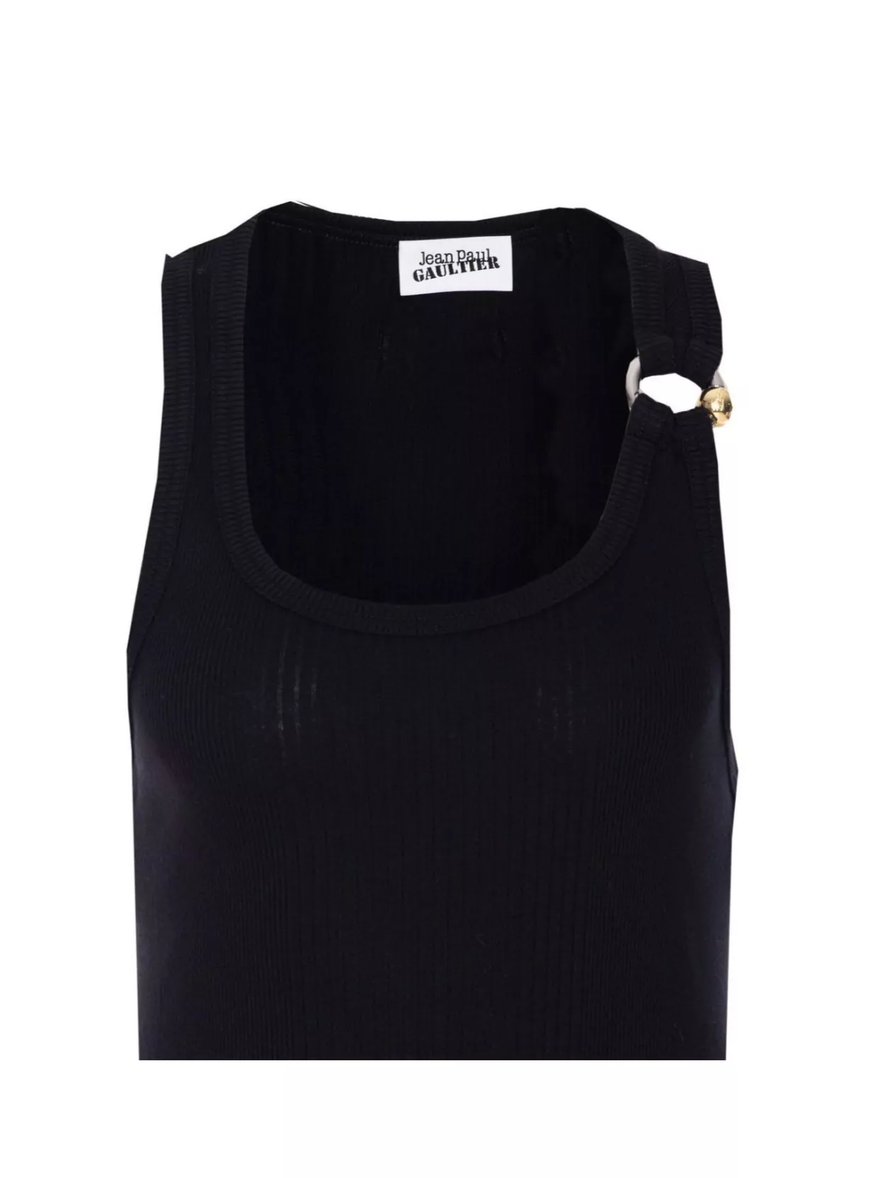 Jean Paul Gaultier Womens Black Ribbed Scoop-neck Cotton-jersey Midi Dress In Black