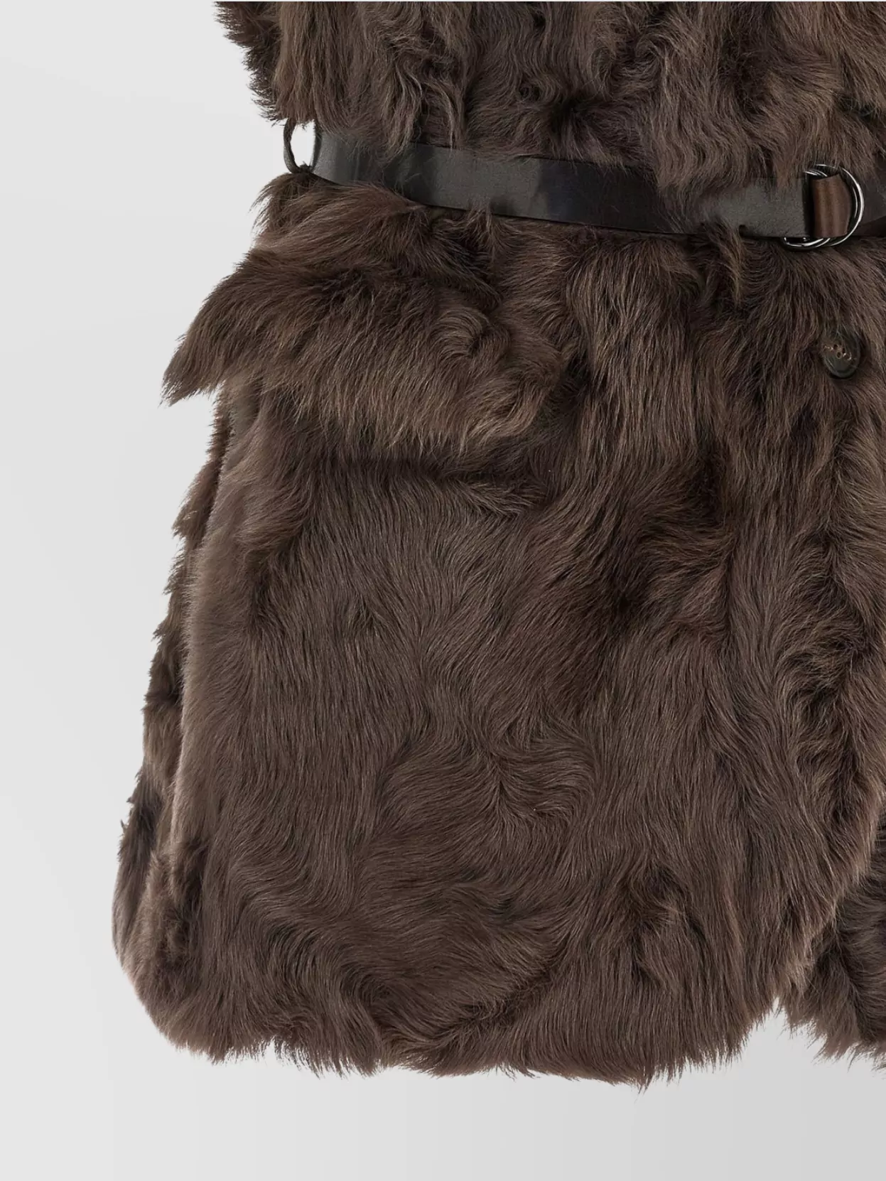Brunello Cucinelli Belted Faux Fur Vest With Notched Lapel