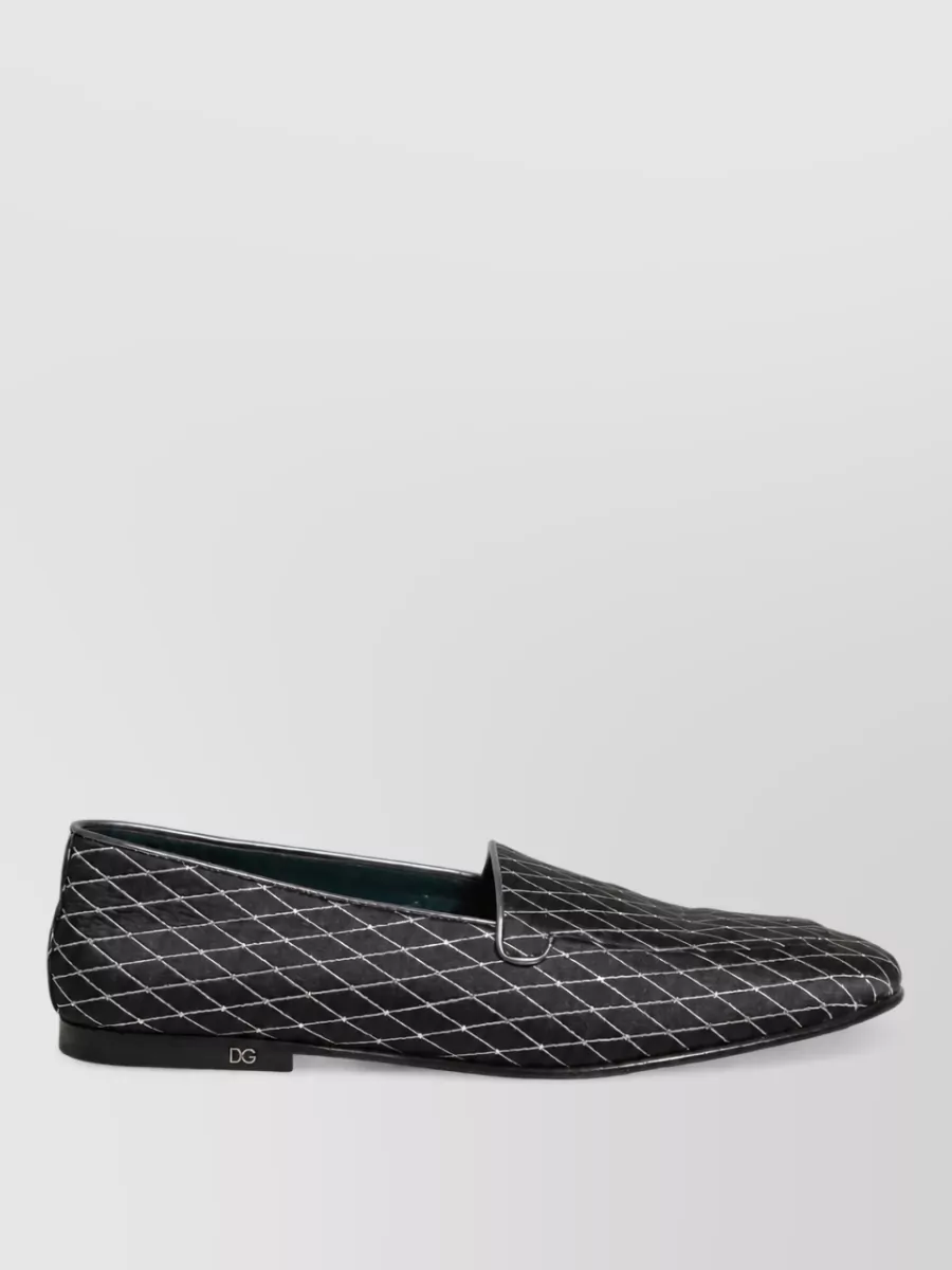 Dolce&Gabbana Leather Diamond-Quilted Slippers