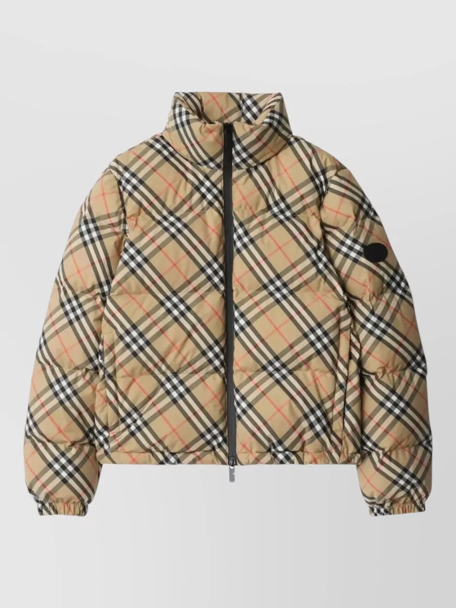 Burberry checked puffer parka coat