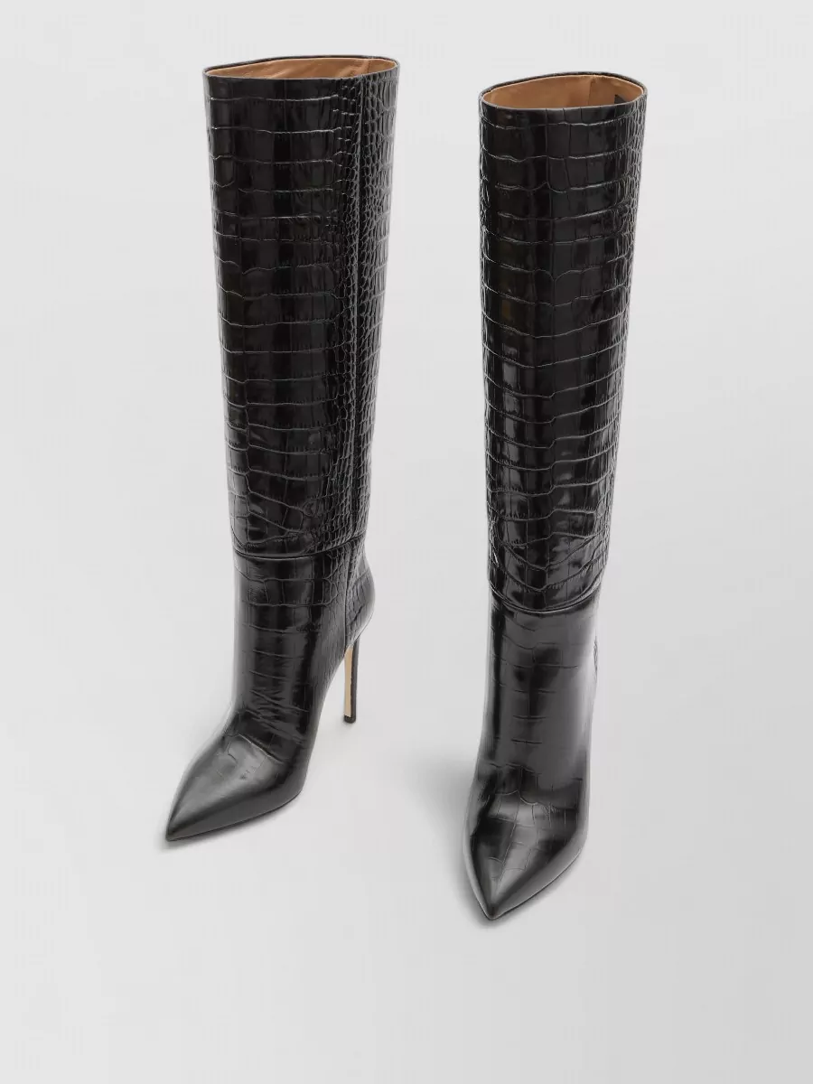 Paris Texas leather embossed knee-high stiletto boots