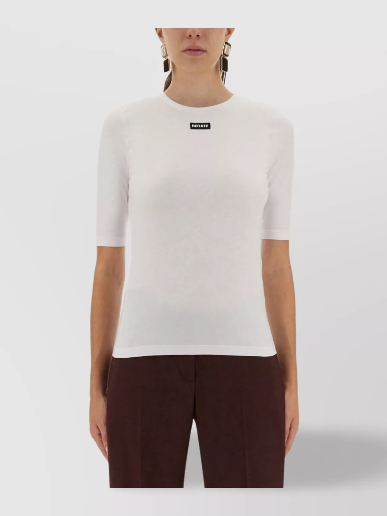 Rotate Birger Christensen Crew Neck Short Sleeves Top In White