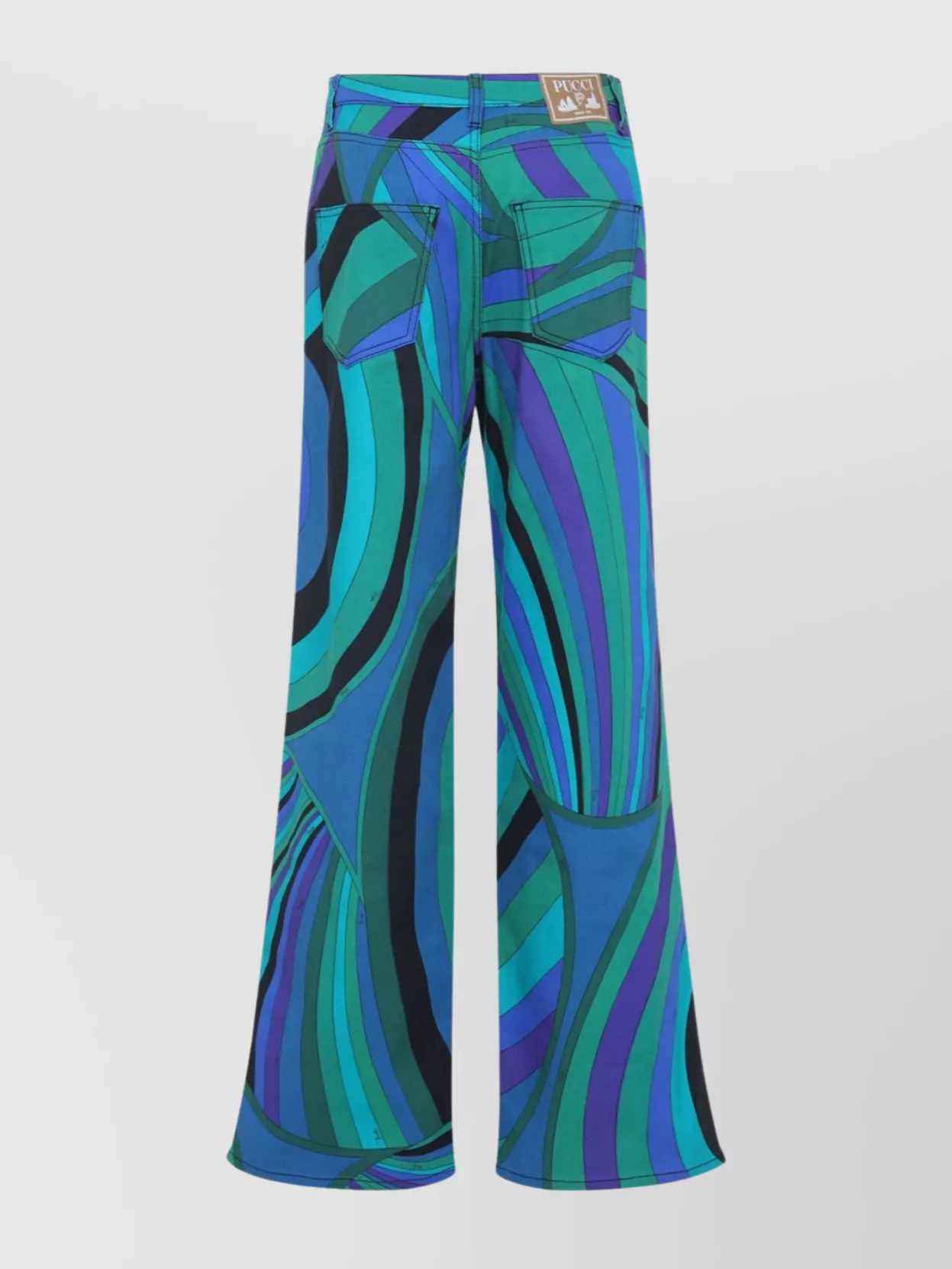 Pucci Geometric Design Cotton Blend Flared Pants In Multi