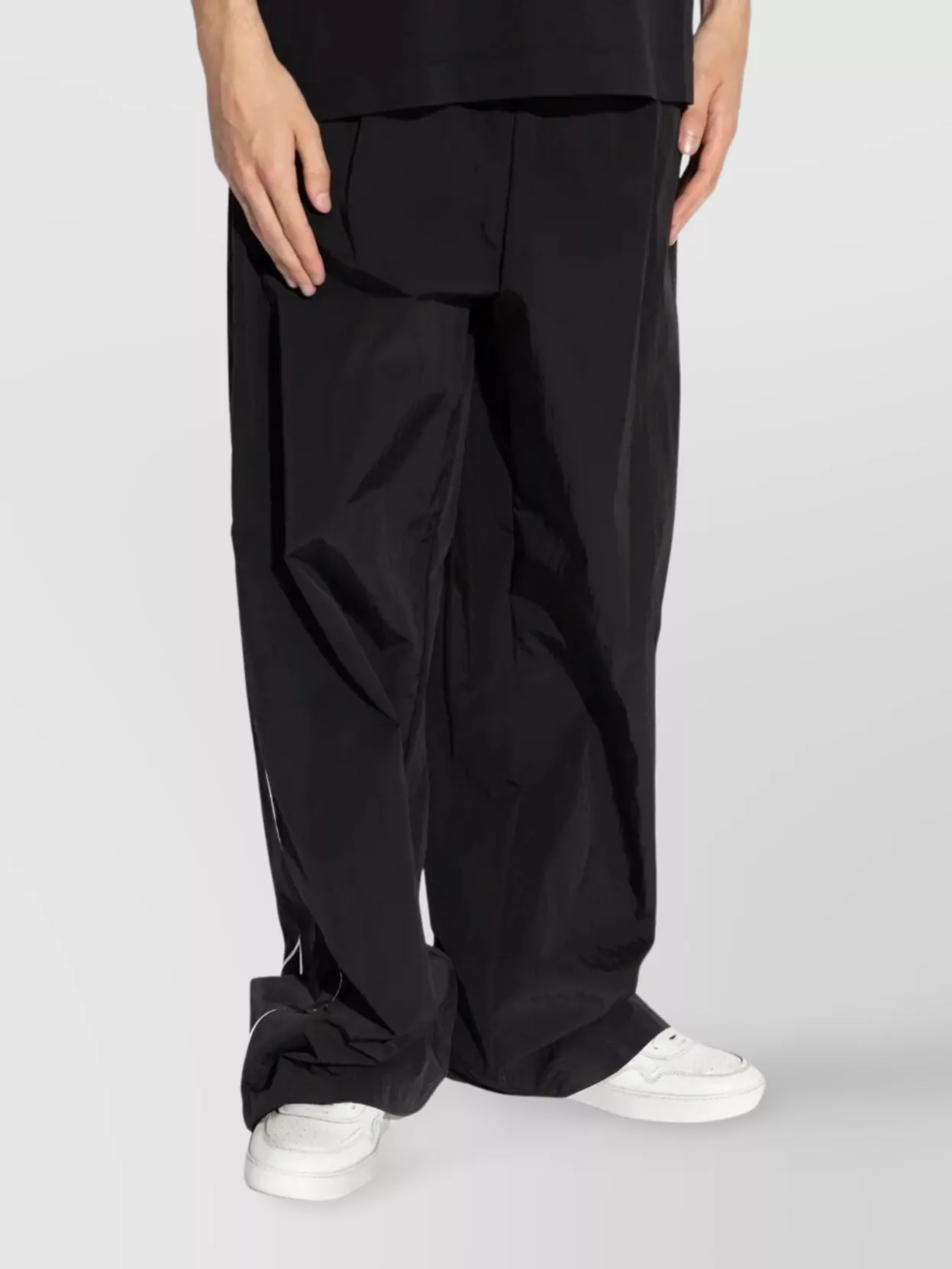 Off-white Comfortable Wide Leg Track Trousers In Black