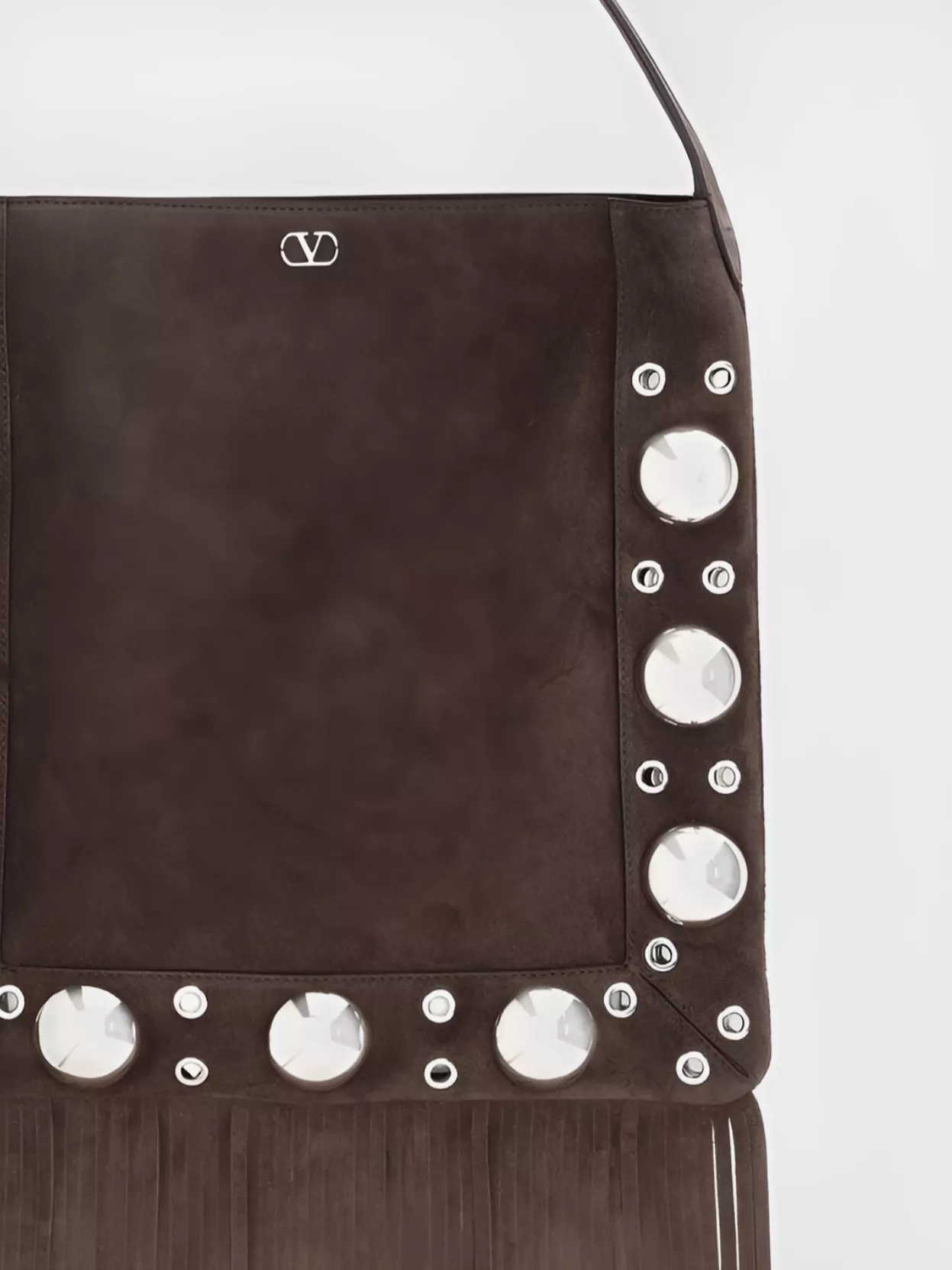 Valentino Suede Leather Fringe Shoulder Bag