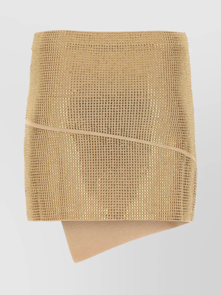 Shop Andreädamo Embellished Design Mini Skirt In Brown