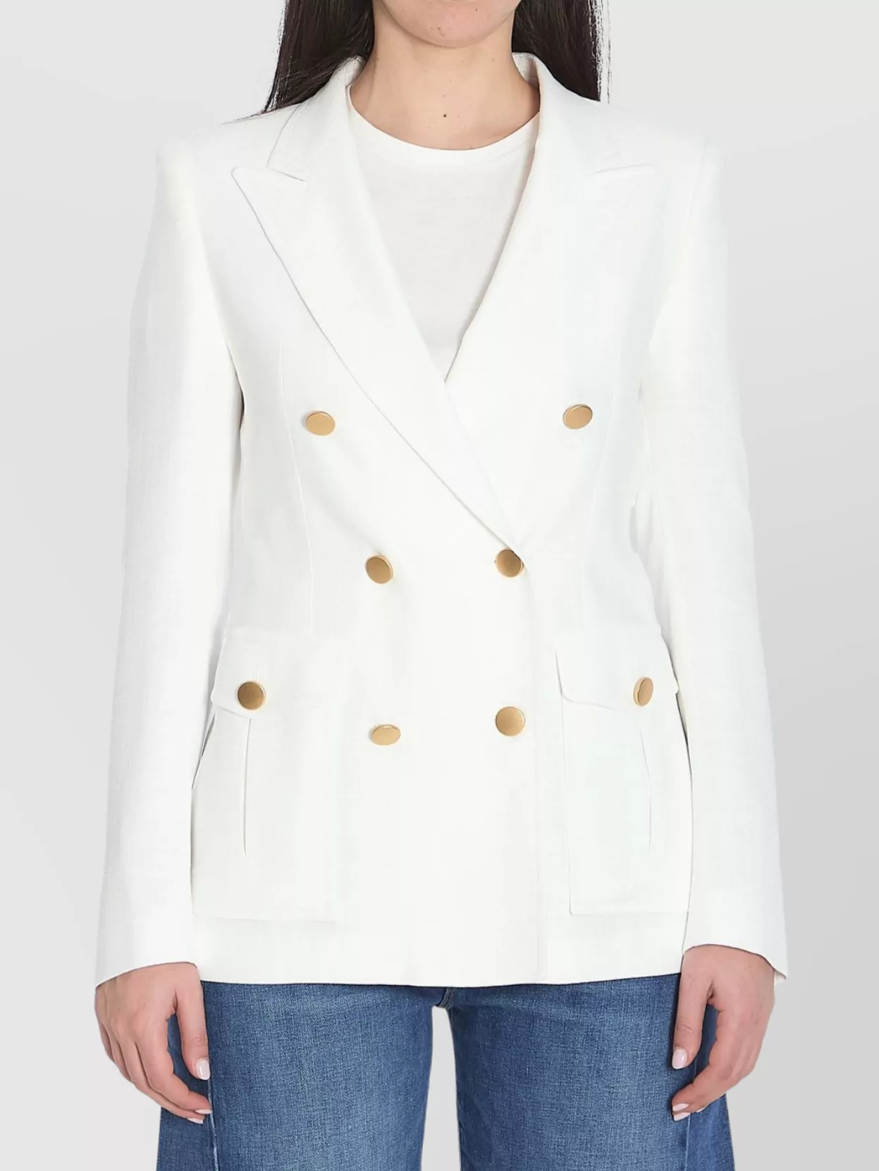 Tagliatore Linen double-breasted jacket golden buttons | The