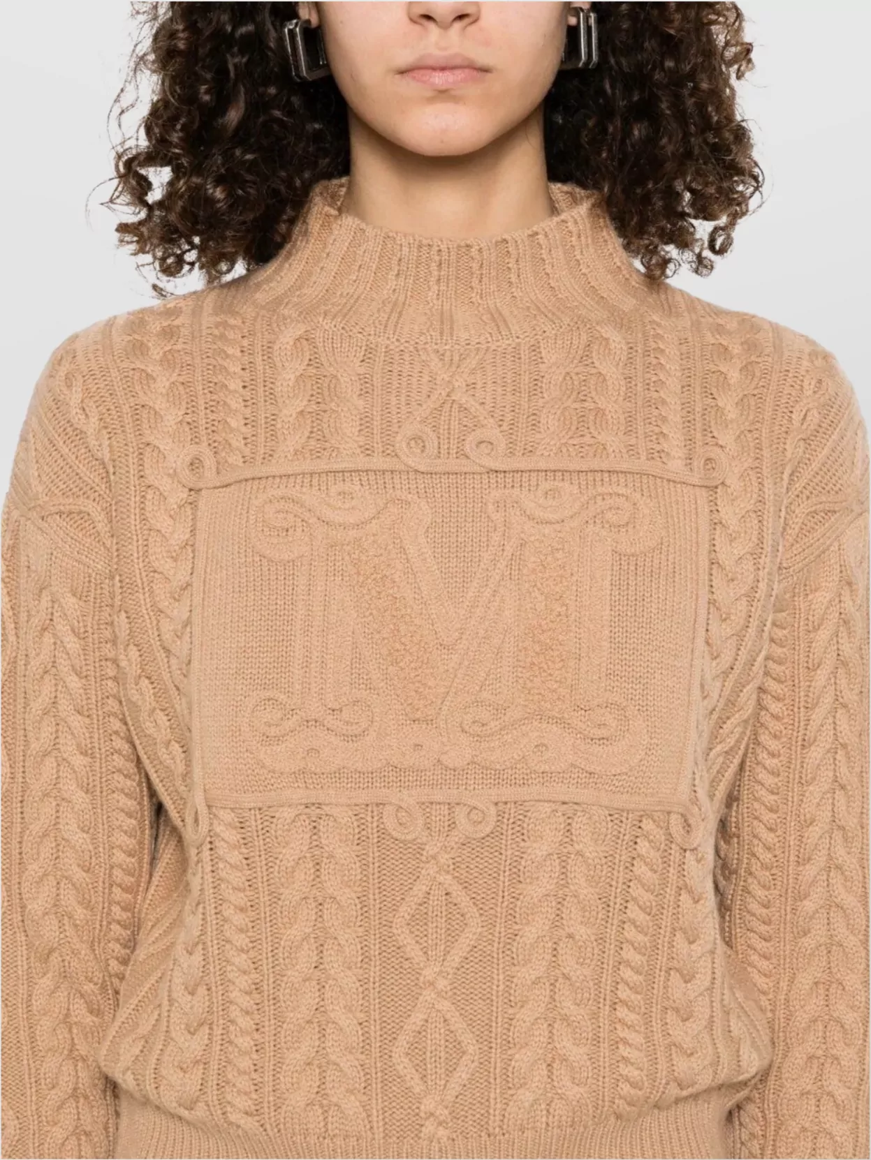 Max Mara Cable Knit Crew High Neck