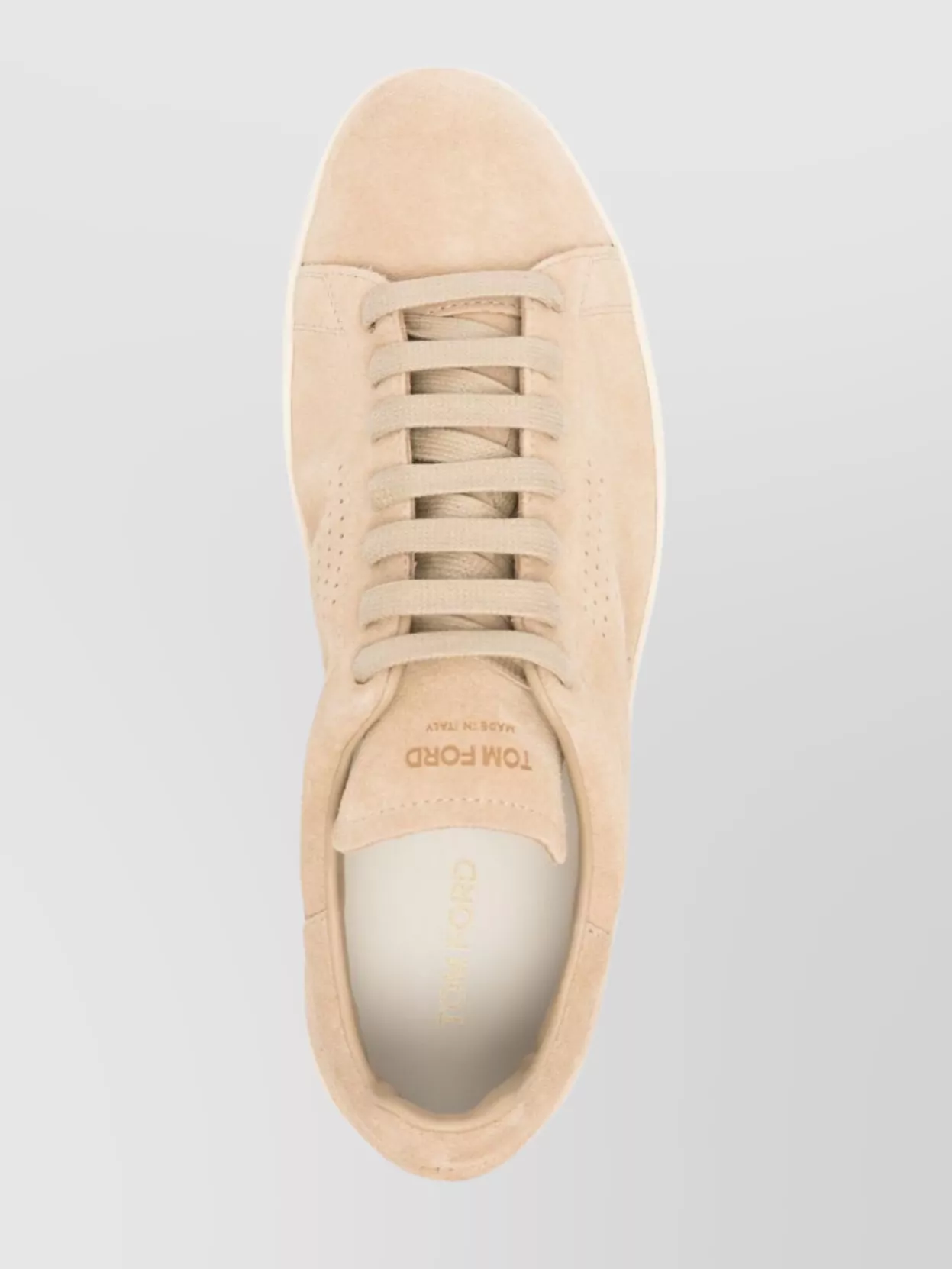 Shop Tom Ford Perforated Suede Lace-up Sneaker With Round Toe In Neutrals