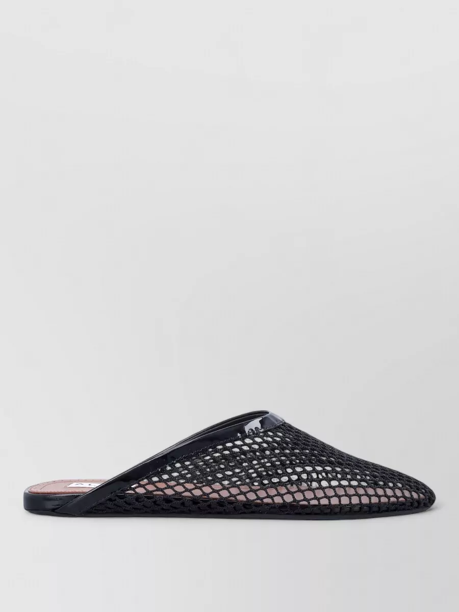 Alaïa Fishnet Flat Mules Rubber Sole