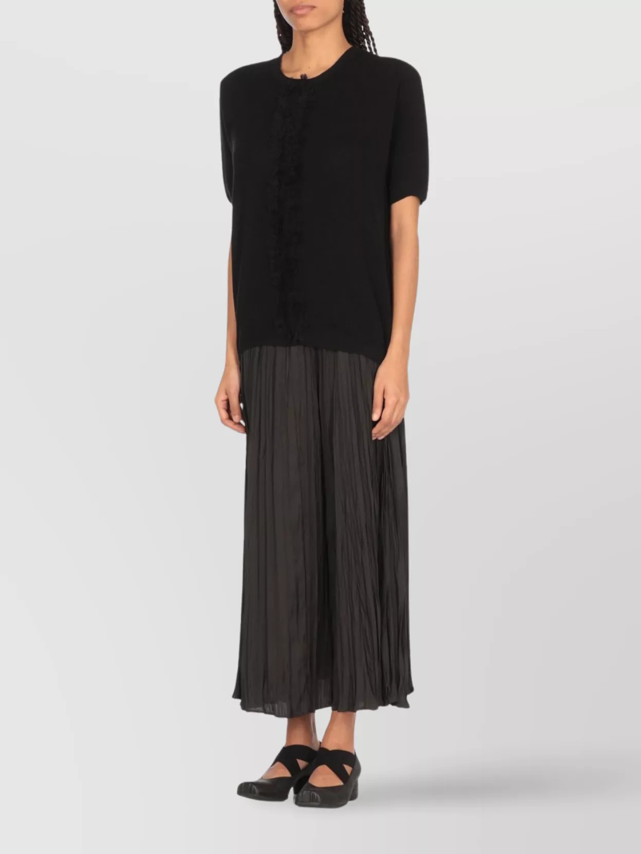 Uma Wang Crewneck Knitwear Fringe Detail