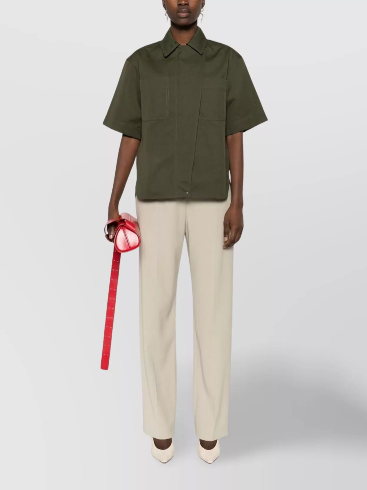 Max Mara Cotton Shirt With Wide Sleeves And Curved Hem