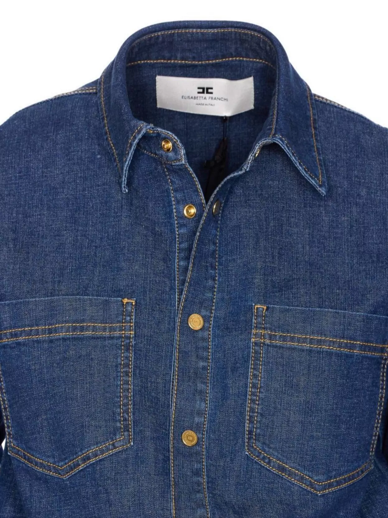 Elisabetta Franchi Denim Dress With Back And Chest Pockets