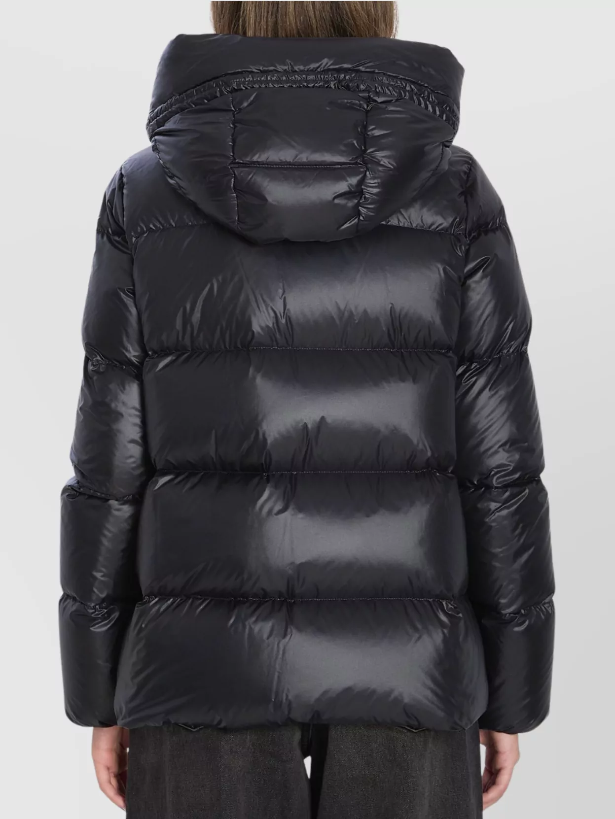 Moncler Serittes Nylon Down Jacket With Hood In Black