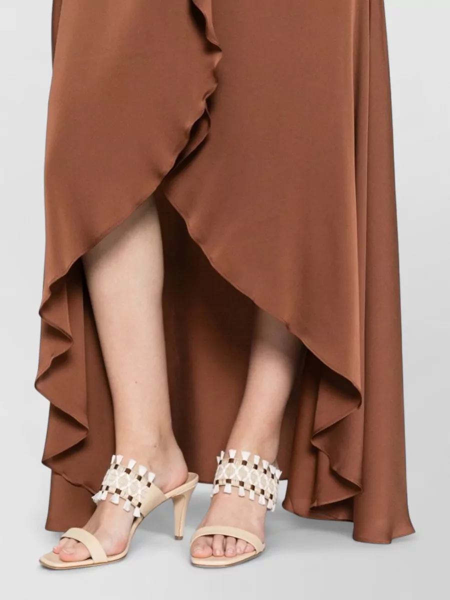 Silk95Five Silk V-Neck Draped Sleeveless Knot-Detail Maxi Dress