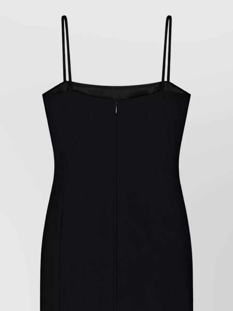 Givenchy Crepe Square-Neck Spaghetti-Strap Asymmetric-Hem Maxi Dress