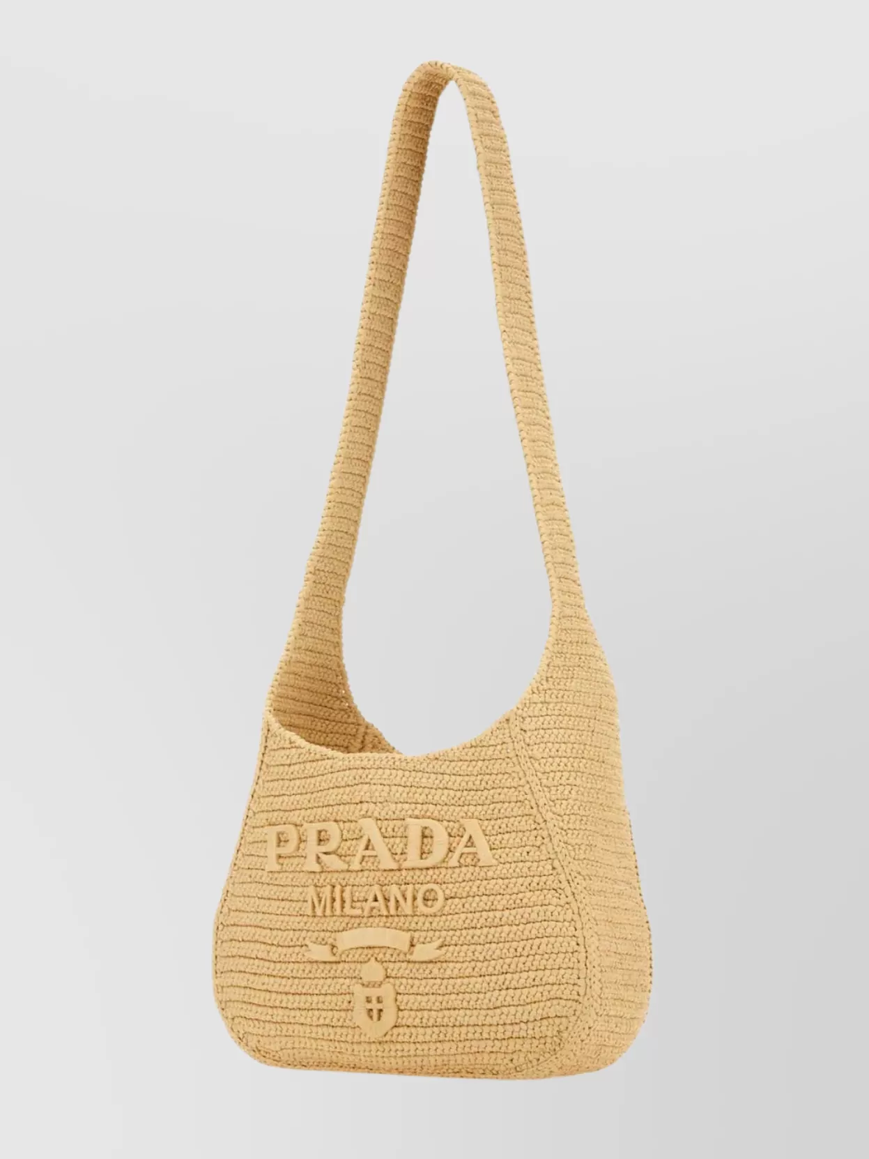 Shop Prada Textured Knit Open Top Shoulder Bag